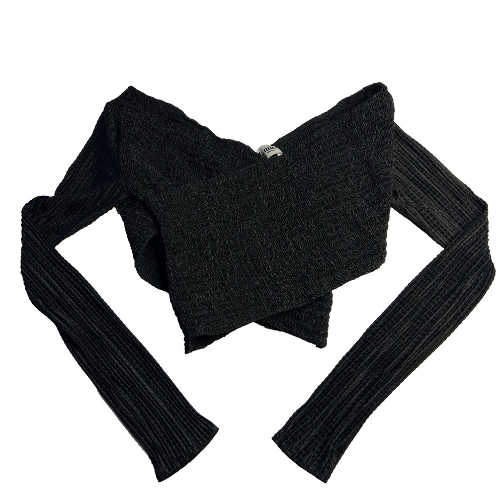 Show Me Your‎ Mumu Gauze Crop Black Shirt Women Small Party Rave City Boho